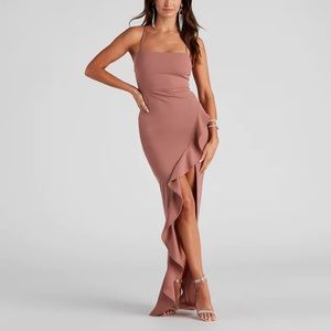 Windsor Tiffany sleeveless high slit formal dress